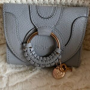 Chloe Gray Leather Wallet with Charms